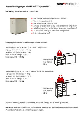Aufstellbedingungen, WINEA MAXX Apothekerschrank